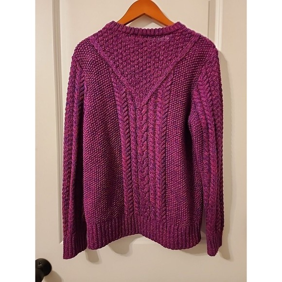 L.L. Bean Signature Women's Cotton Fisherman Pullover Sweater Bright Sapphire L - Picture 2 of 4